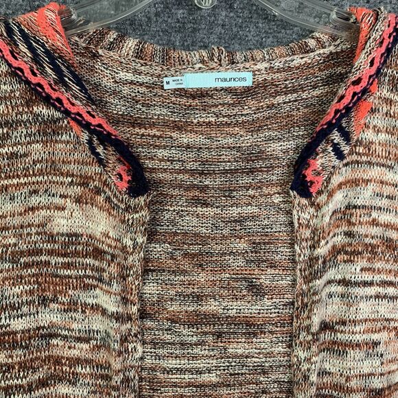MAURICES Open Style Fringe Aztec Inspired Hooded Long Line Cardigan Sweater Sz M - Picture 5 of 15